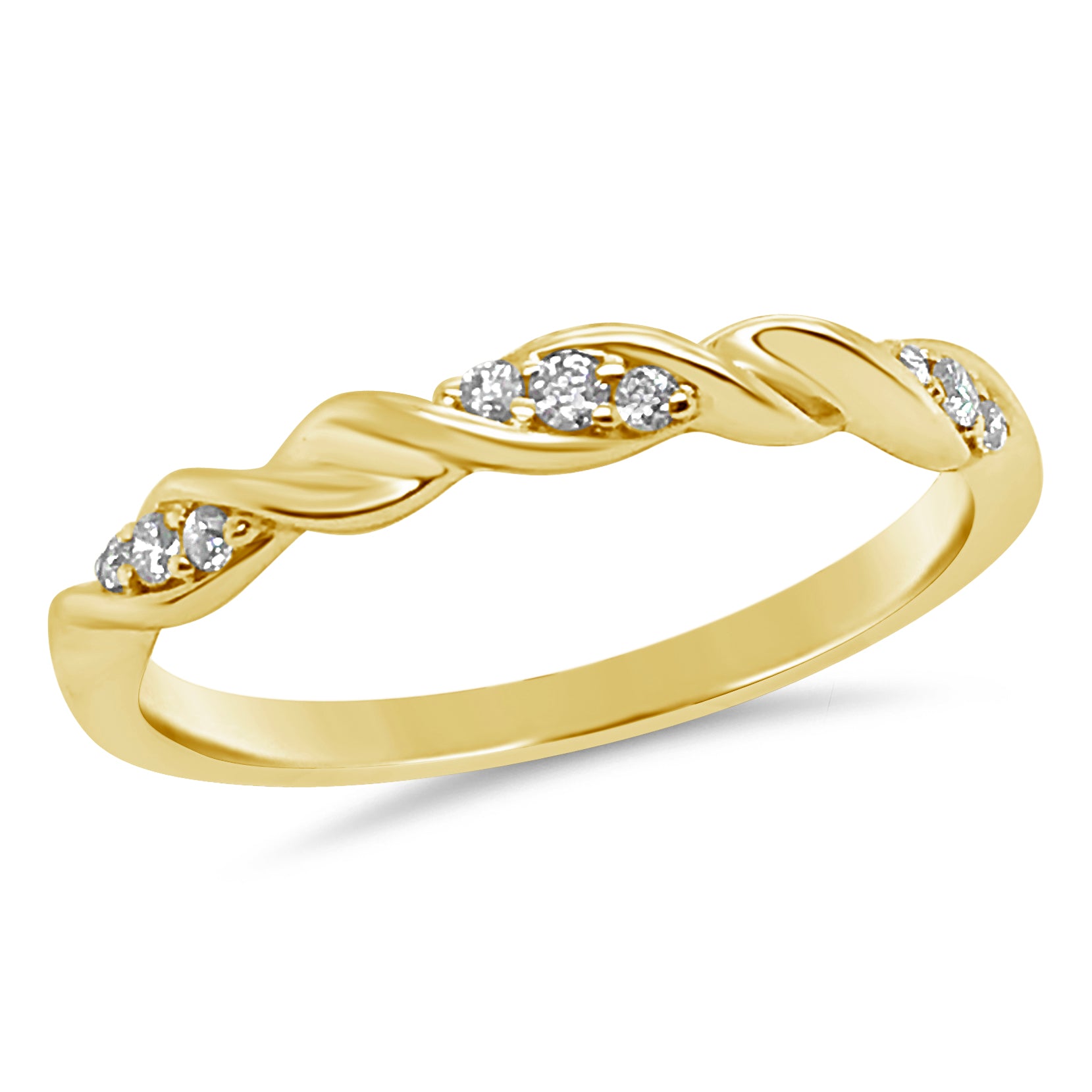 9ct Yellow Gold Diamond Twisted Ribbon Band
