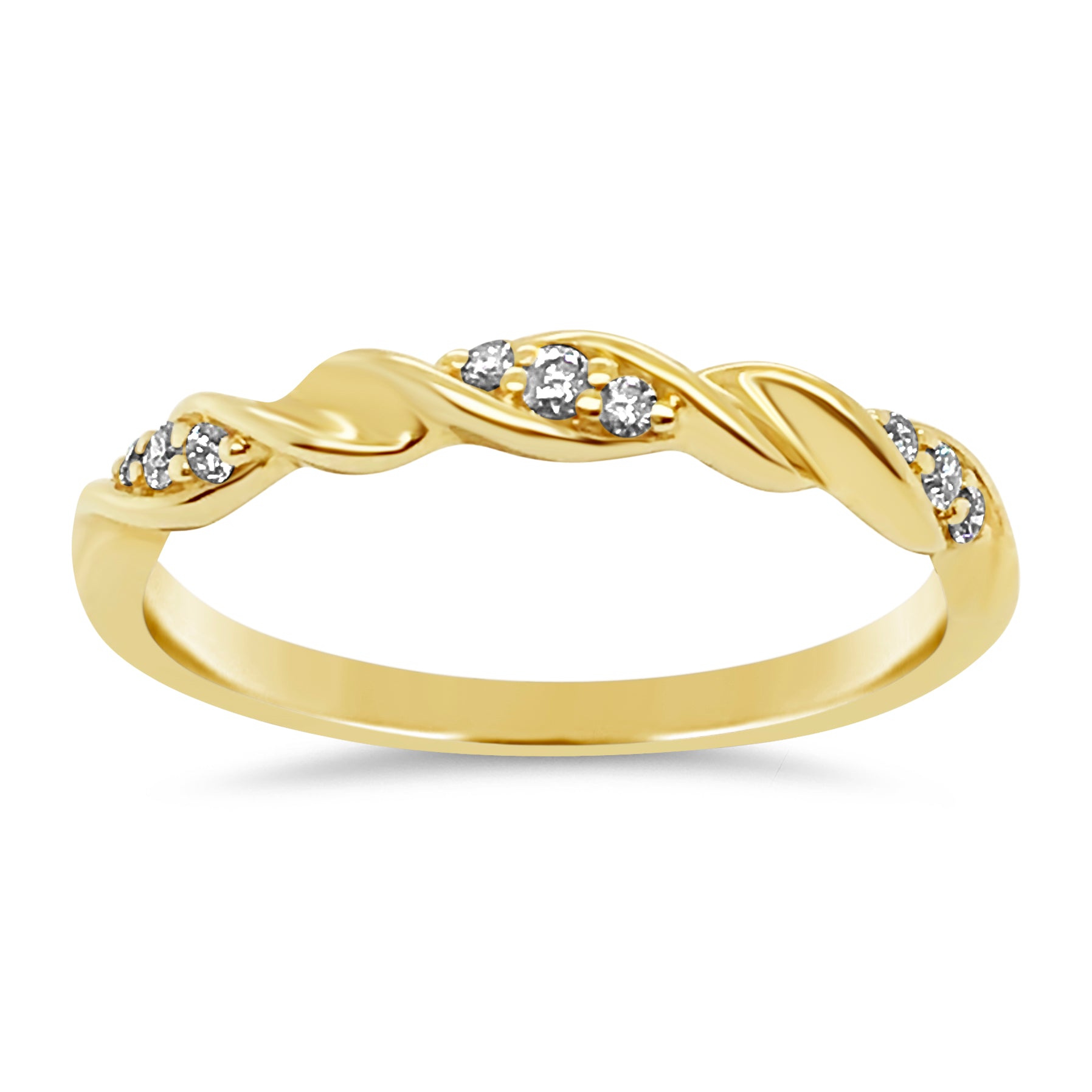 9ct Yellow Gold Diamond Twisted Ribbon Band