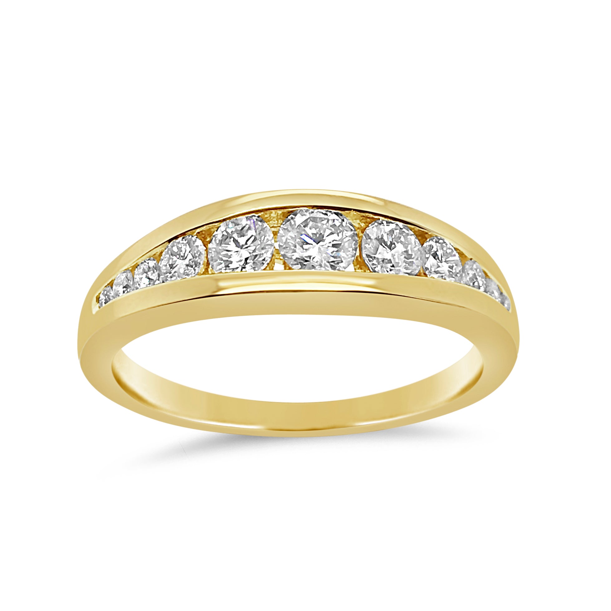 18ct Yellow Gold 11= 0.53ct TW Diamond Graduated Channel Set Ring