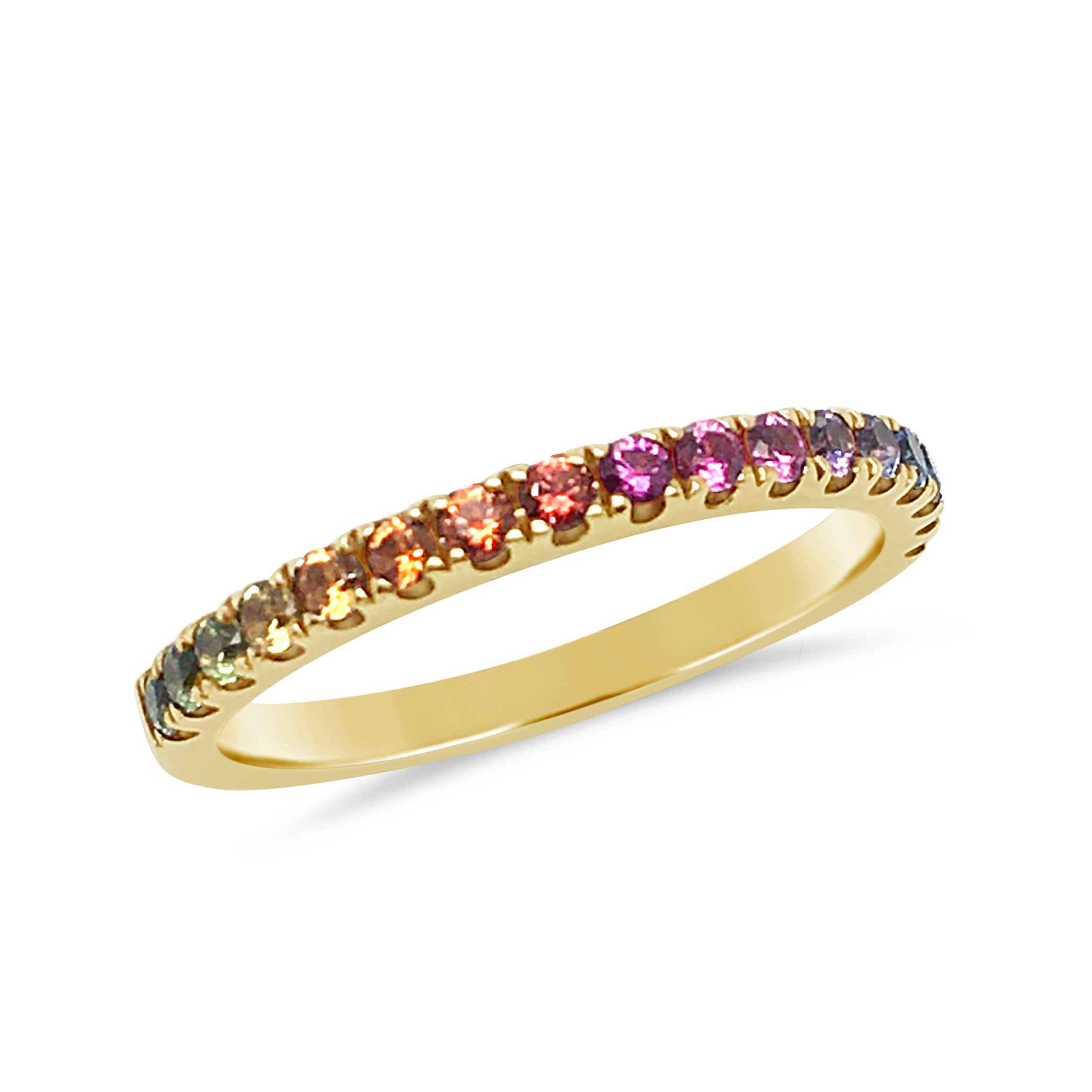 9ct Yellow Gold Multicolour Sapphire Rainbow Band