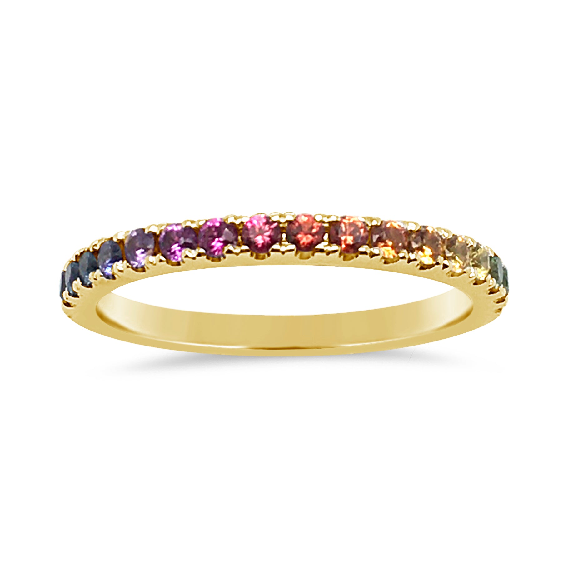 9ct Yellow Gold Multicolour Sapphire Rainbow Band
