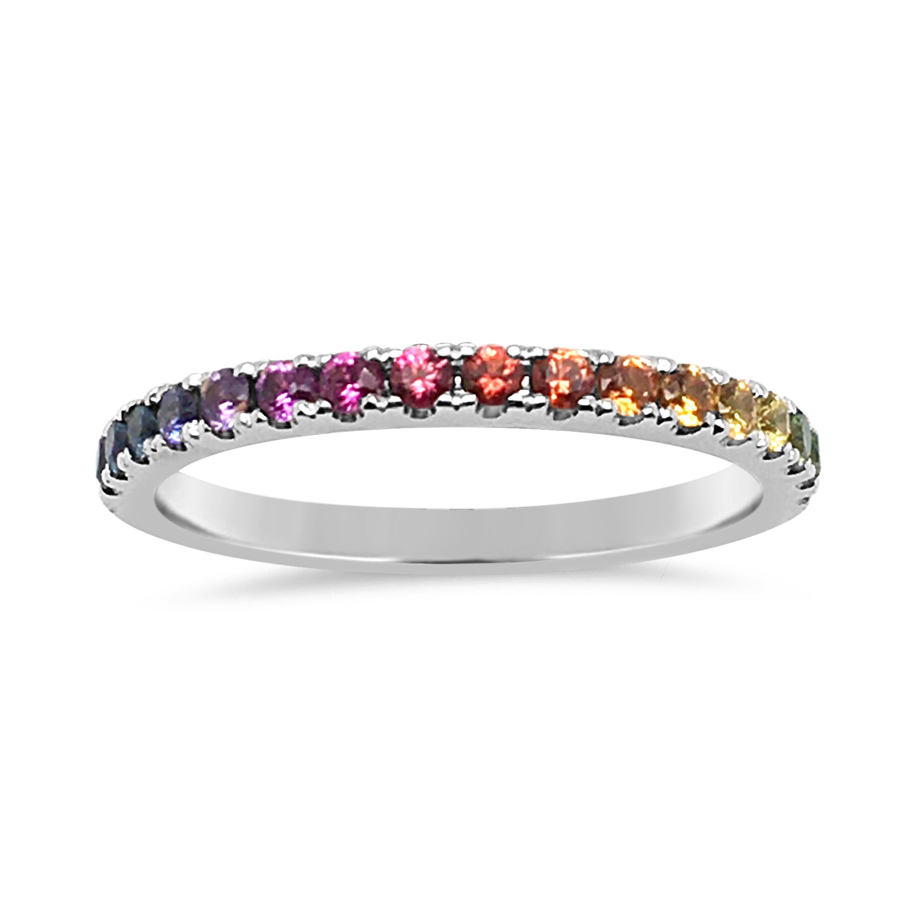 9ct White Gold Multicolour Sapphire Rainbow Band