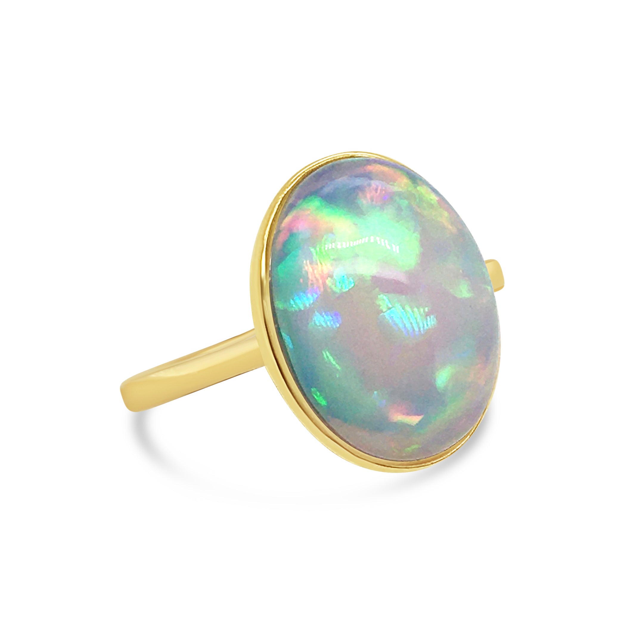 14ct Yellow Gold Ethiopian Opal Ring