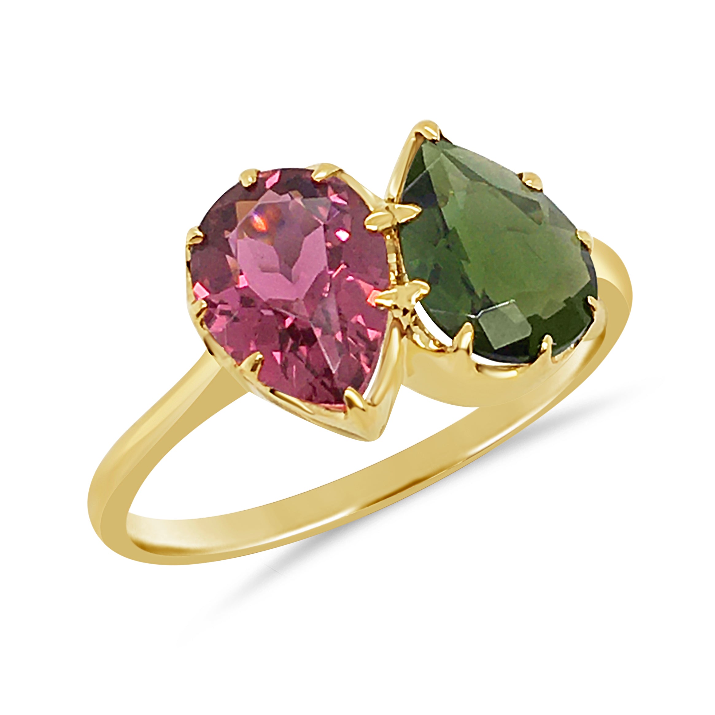 9ct Yellow Gold Tourmaline Two Stone Ring