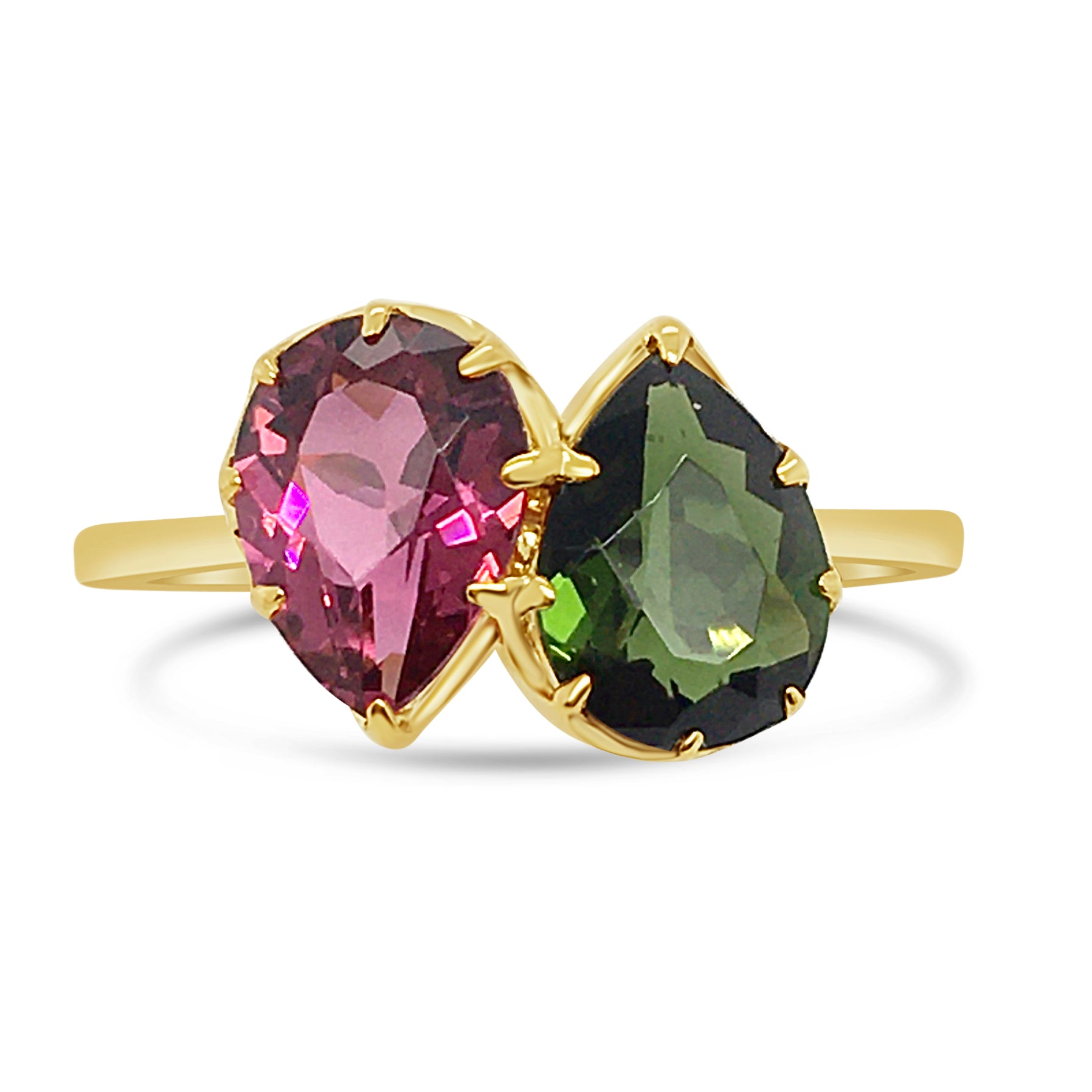 9ct Yellow Gold Tourmaline Two Stone Ring