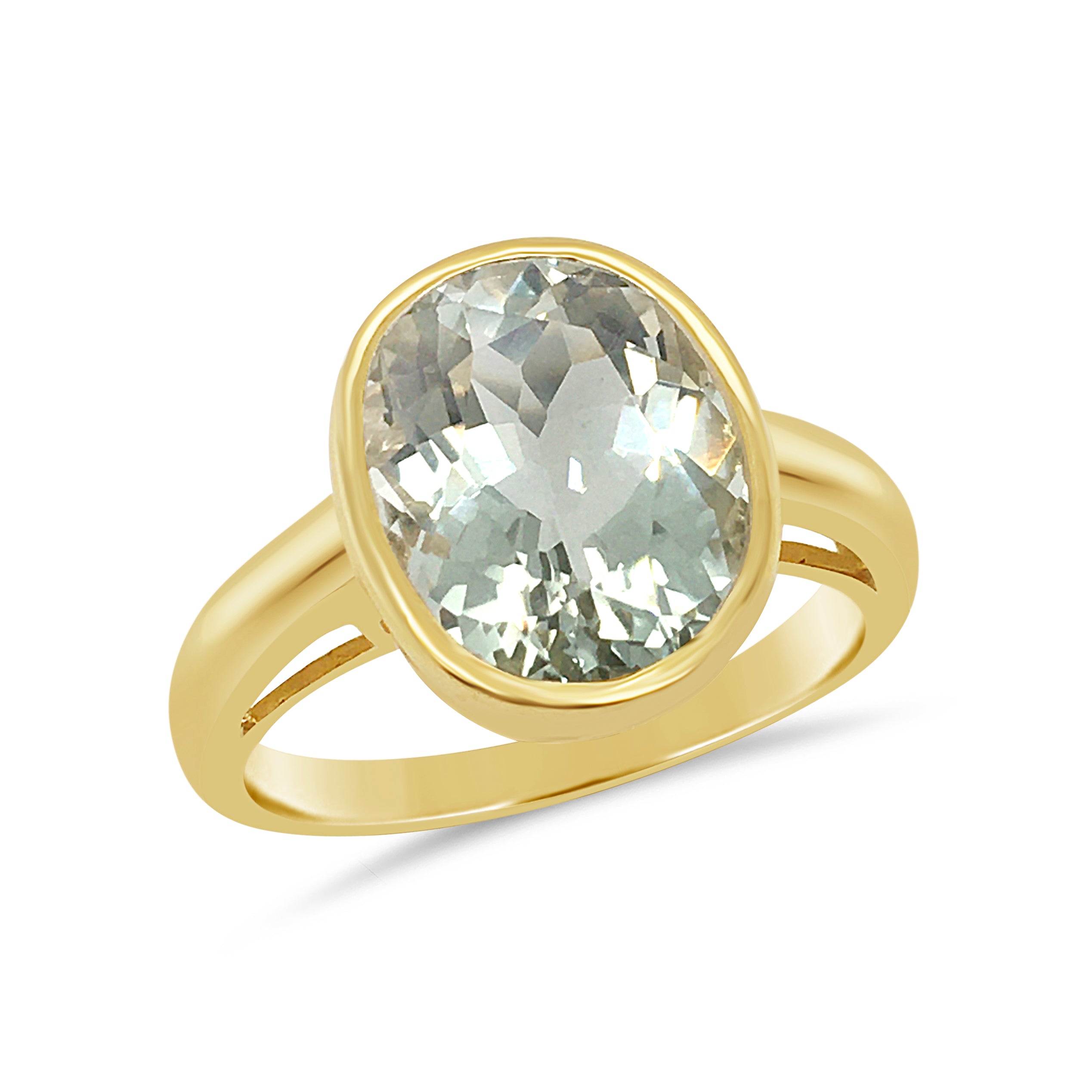 9ct Yellow Gold Green Amethyst Ring