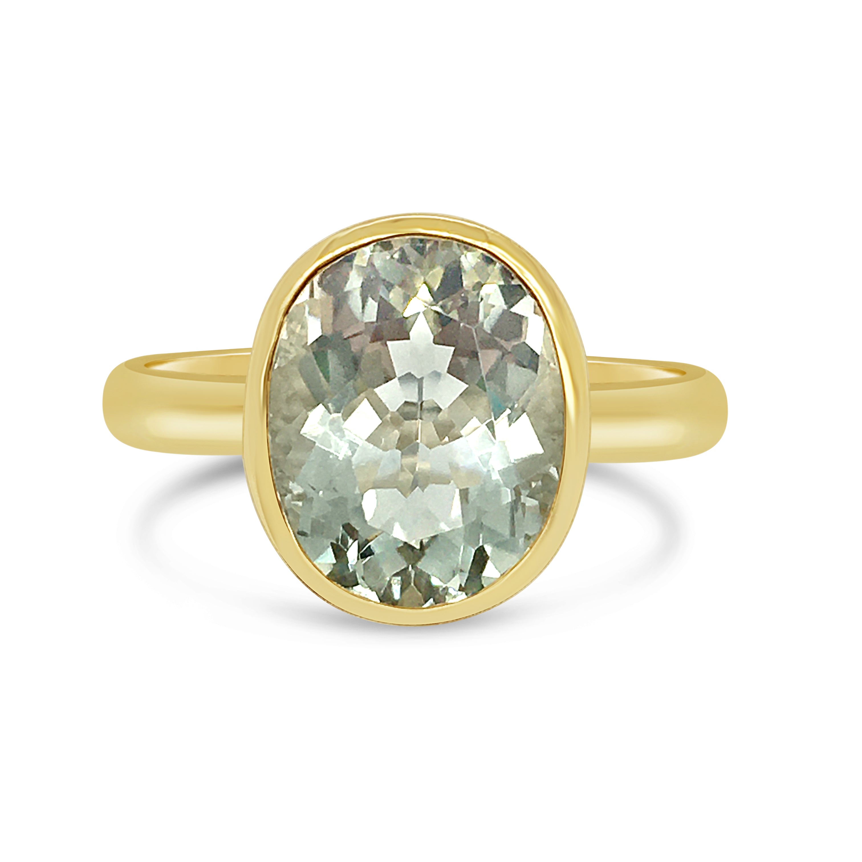 9ct Yellow Gold Green Amethyst Ring