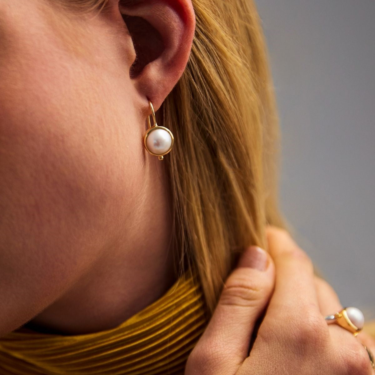 Yellow Gold Pearl Garland Earrings