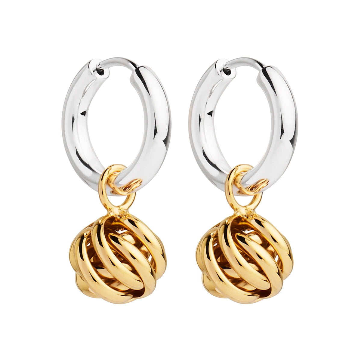 Two Tone Nest Huggie Earrings