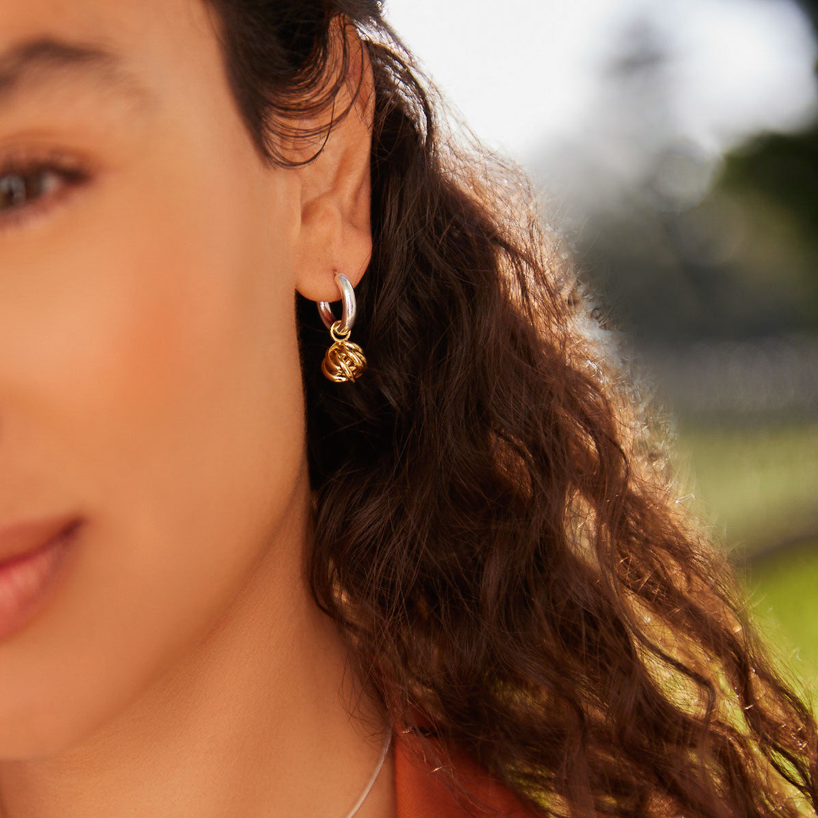 Two Tone Nest Huggie Earrings