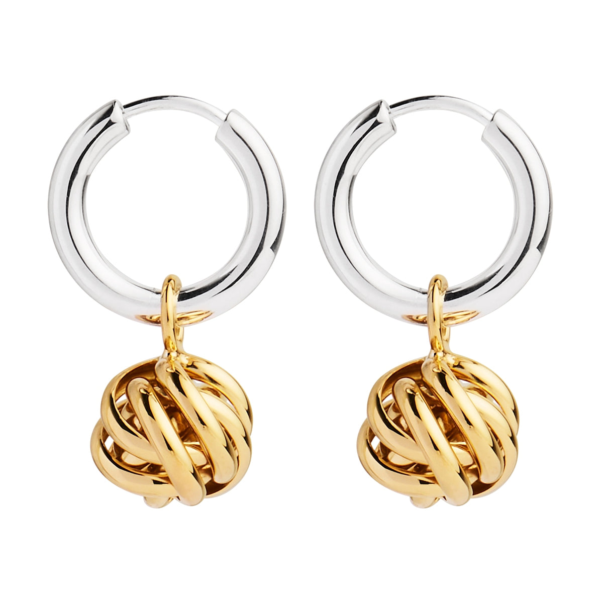 Two Tone Nest Huggie Earrings