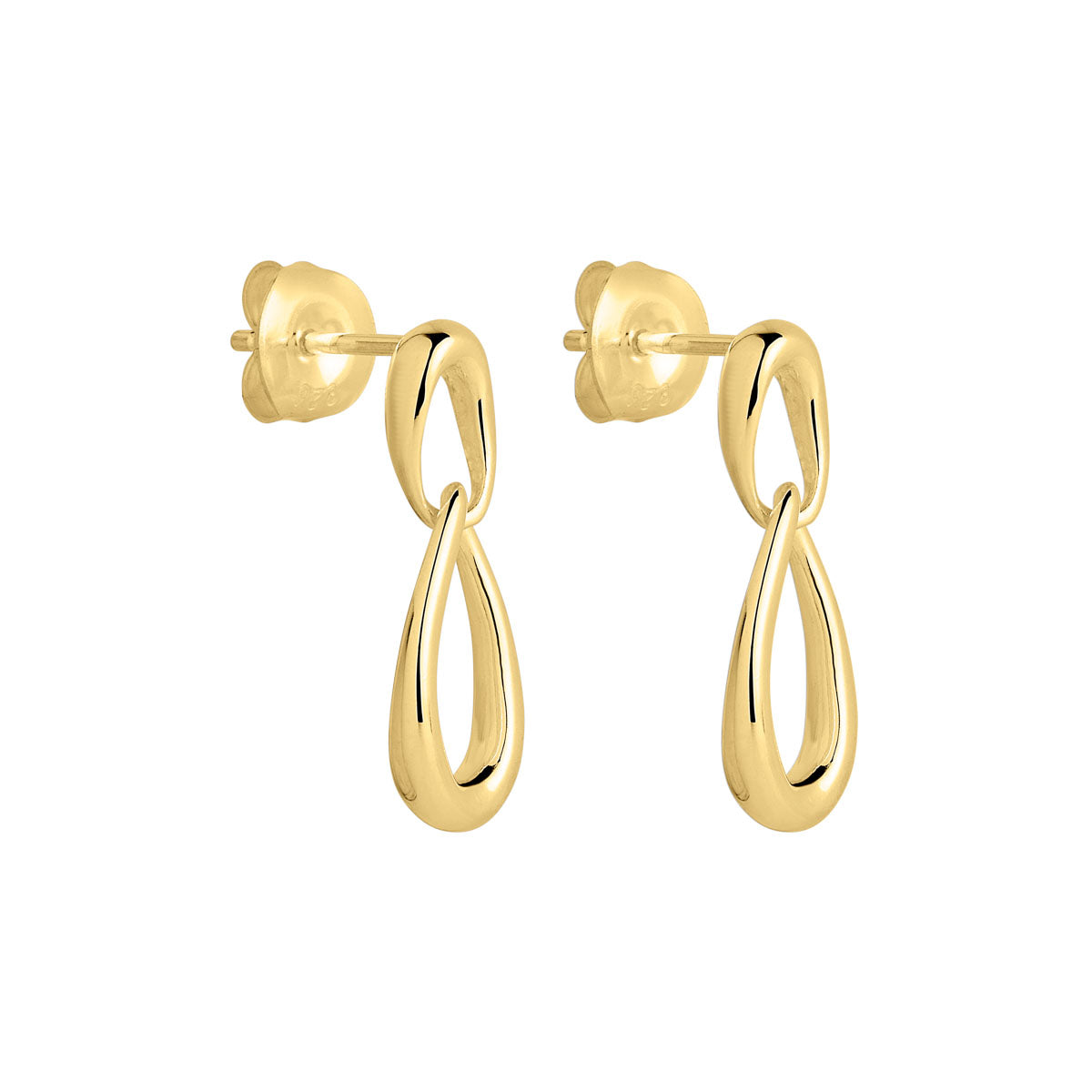 Yellow Gold Double Droplet Drop Earrings