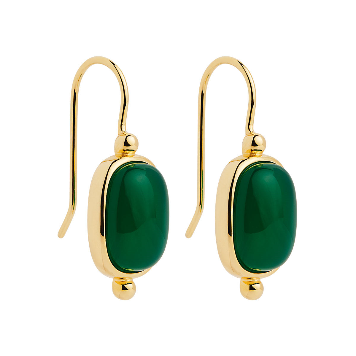 Yellow Gold Green Onyx Drop Earrings
