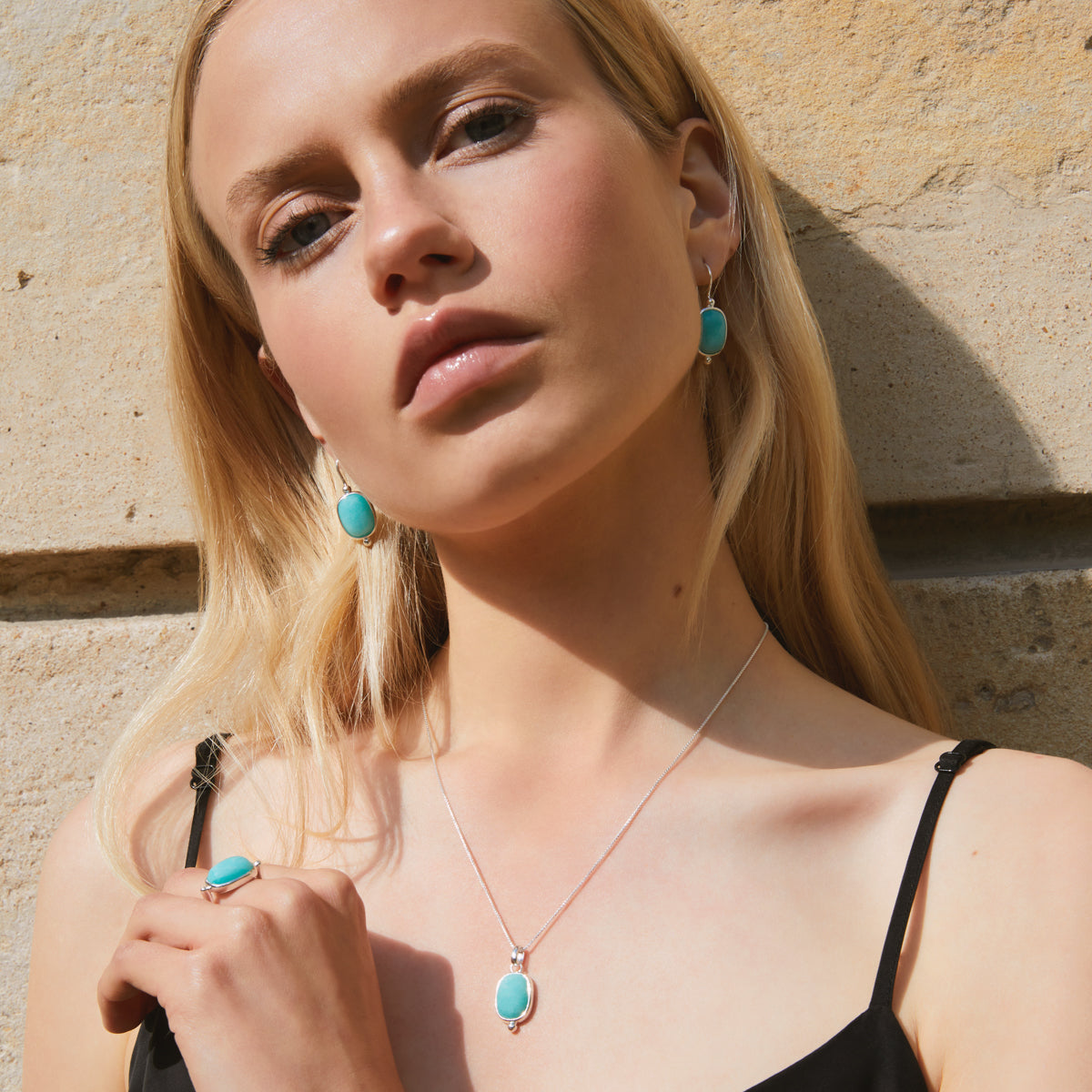 Sterling Silver Amazonite Drop Earrings