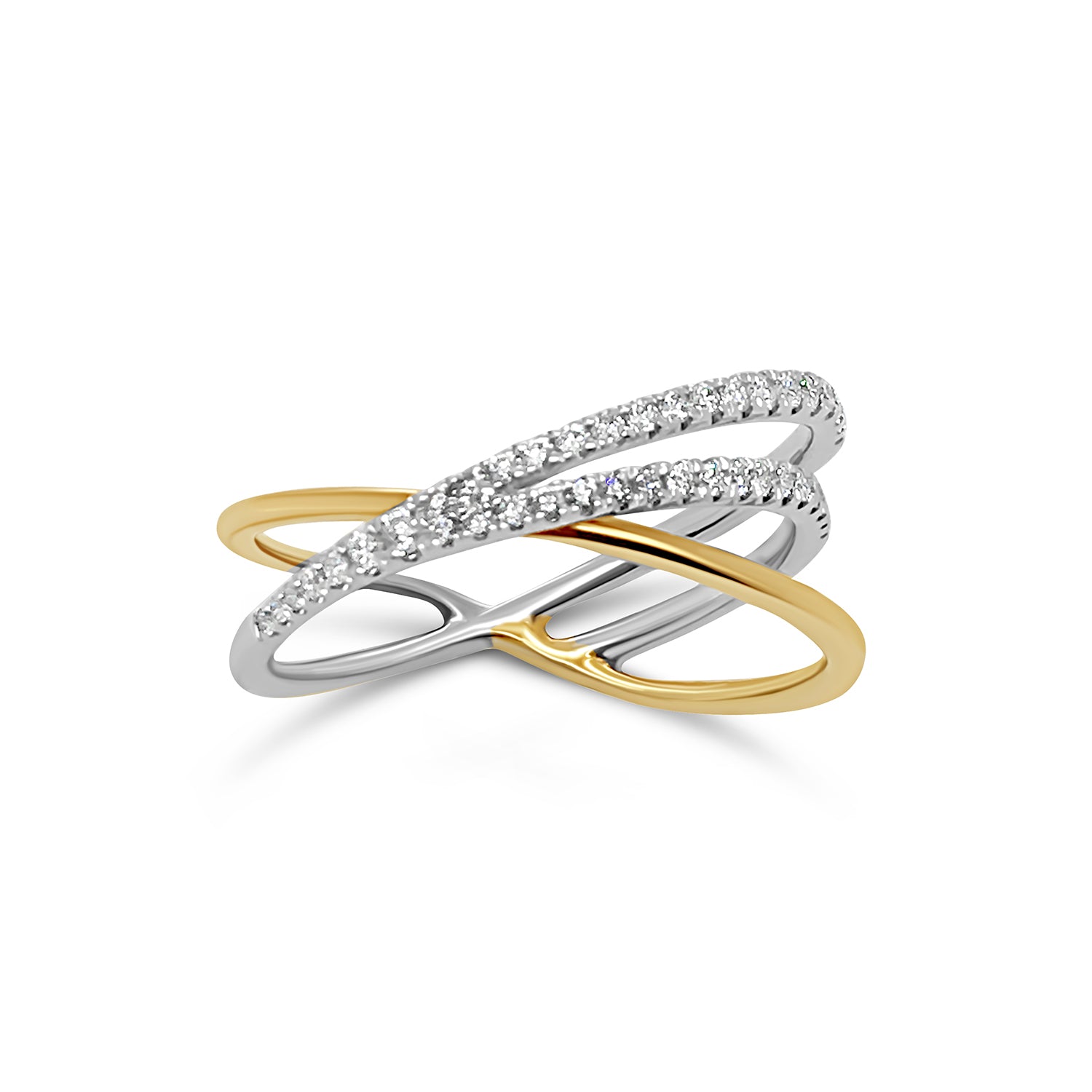 9ct Yellow & White 0.40ct TW RBC Diamond Crossover Ring – Diamonds Plus ...