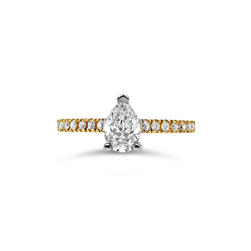 18ct Gold 0.72ct TW Pear Cut Natural Diamond Ring