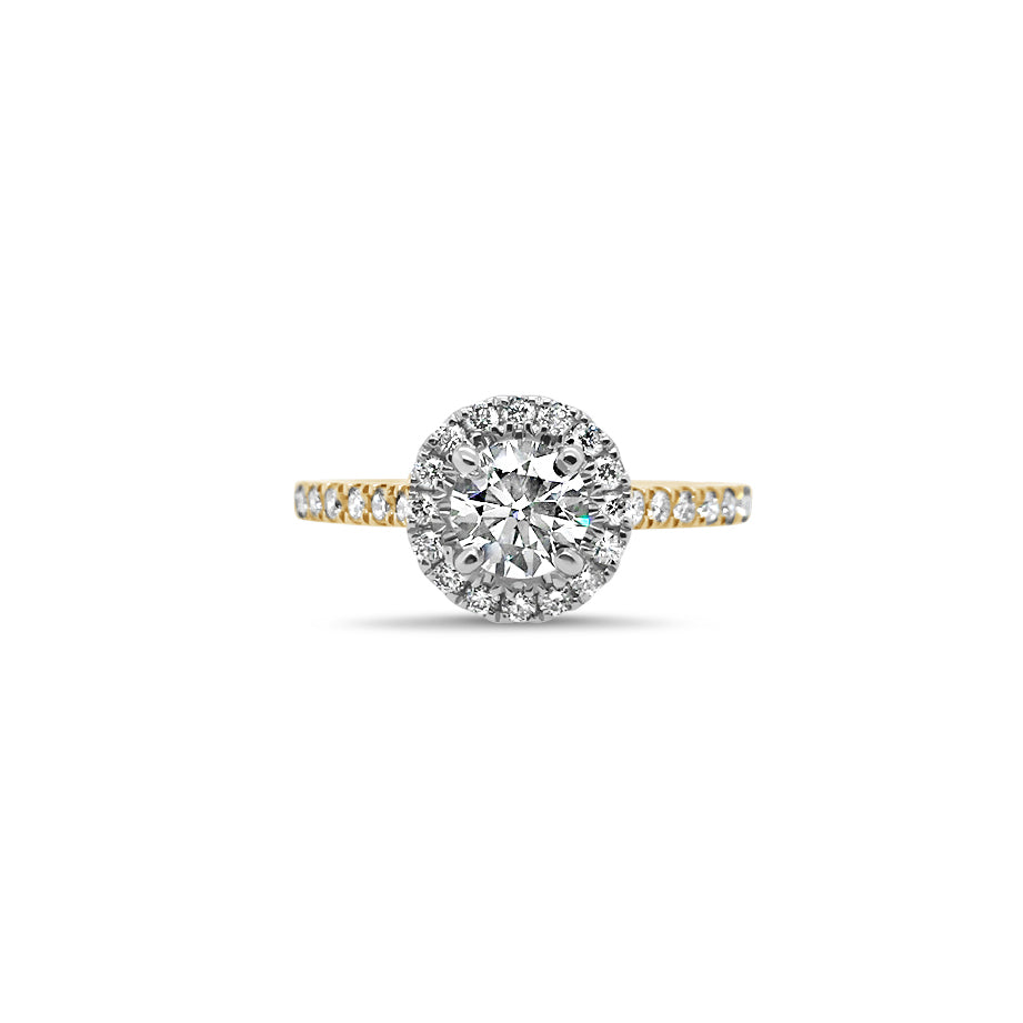 18ct Gold 0.70ct TW Natural Diamond Halo Ring