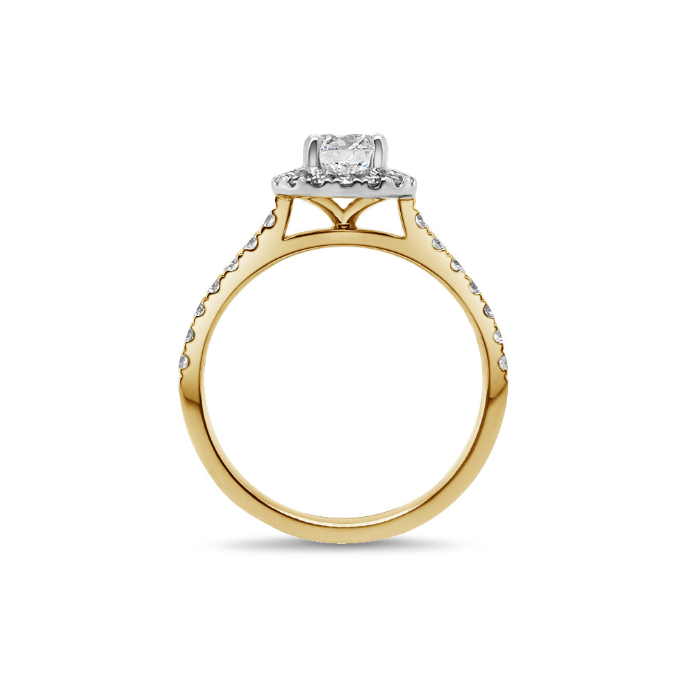18ct Gold 0.70ct TW Natural Diamond Halo Ring