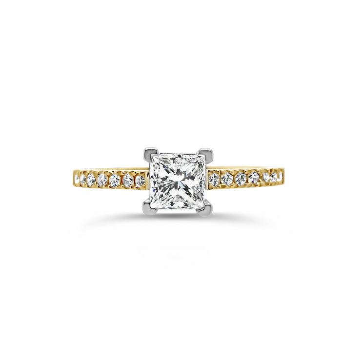 18ct Gold 0.72ct TW Princess Cut Natural Diamond Ring
