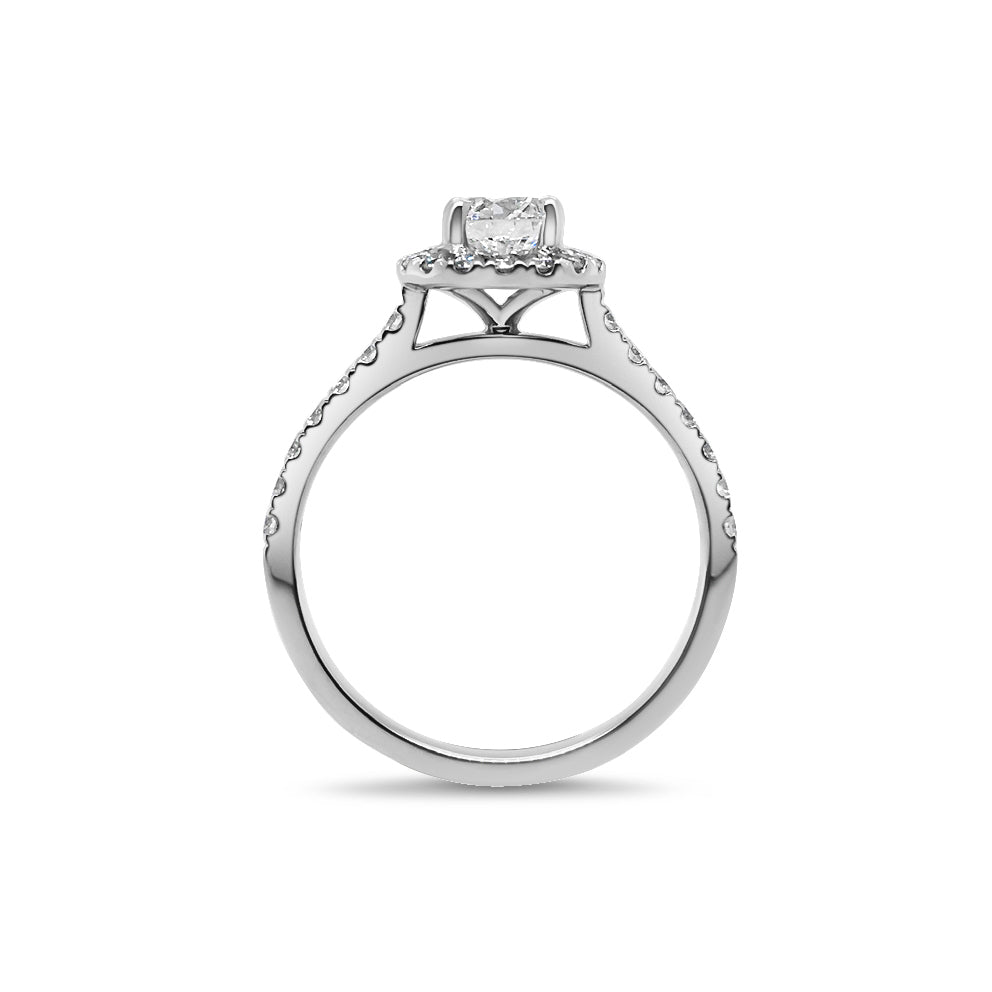 18ct White Gold 0.92ct TW Natural Diamond Halo Ring