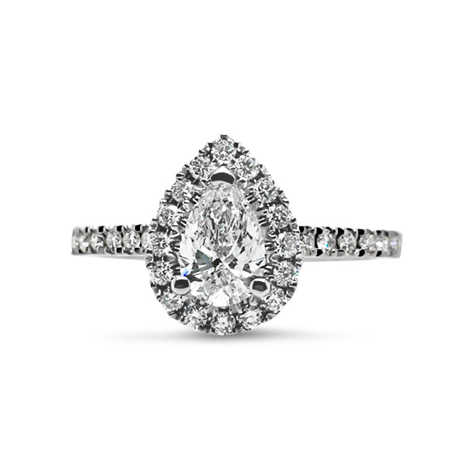 18ct White Gold 0.94ct TW Natural Diamond Halo Ring