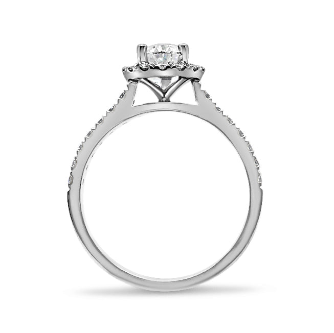18ct White Gold 0.94ct TW Natural Diamond Halo Ring