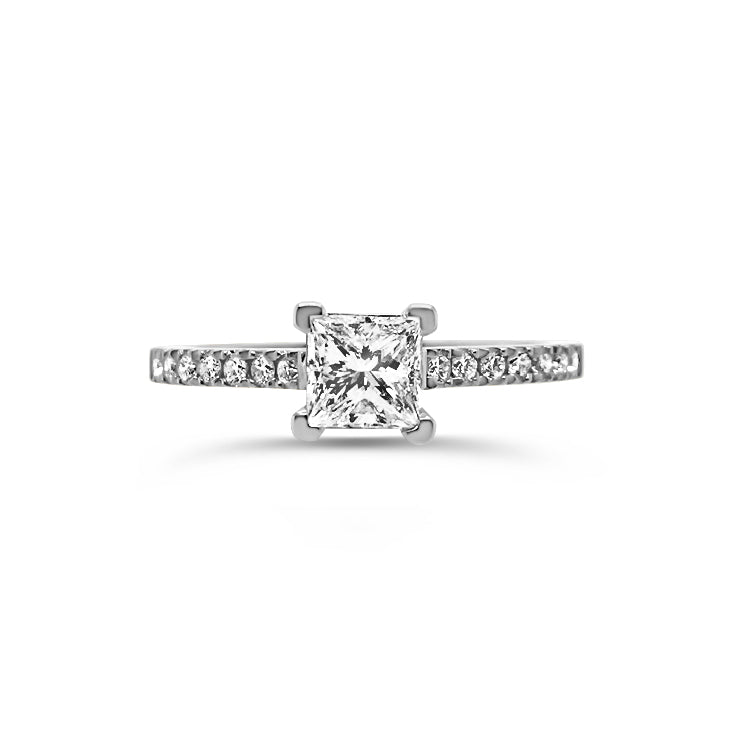 18ct White Gold 0.80ct TW Princess Cut Natural Diamond Ring