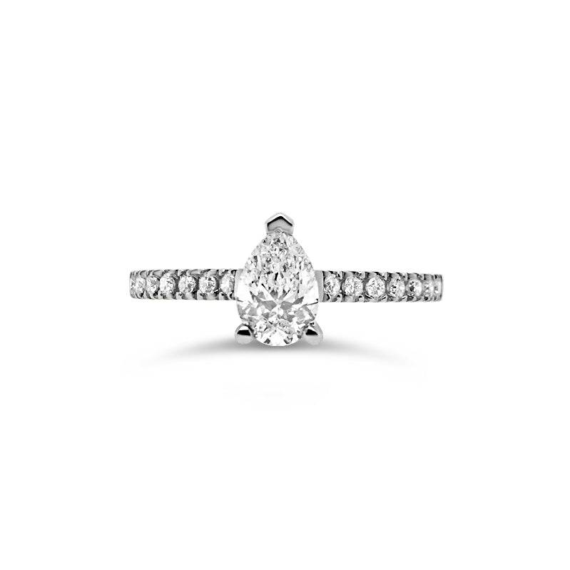 18ct White Gold 0.71ct TW Pear Cut Natural Diamond Ring