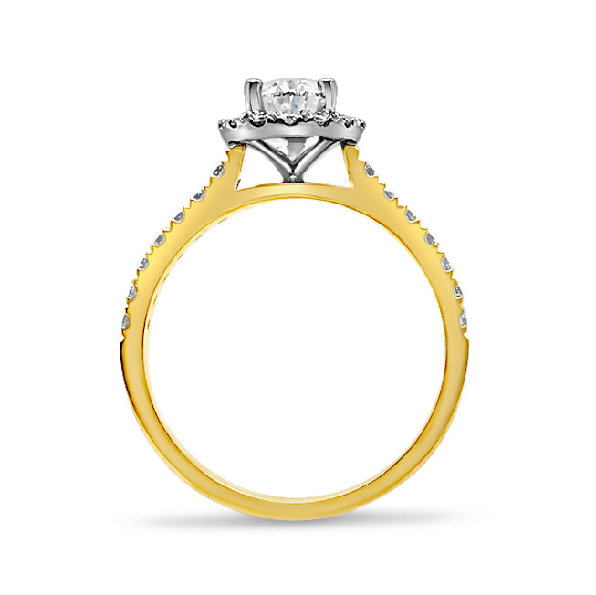 18ct Gold 0.93ct TW Oval Cut Halo Natural Diamond Ring