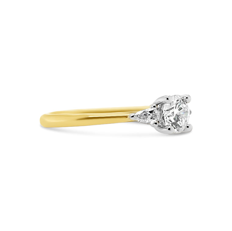 18ct Gold 0.70ct TW Natural Diamond Trillogy Ring