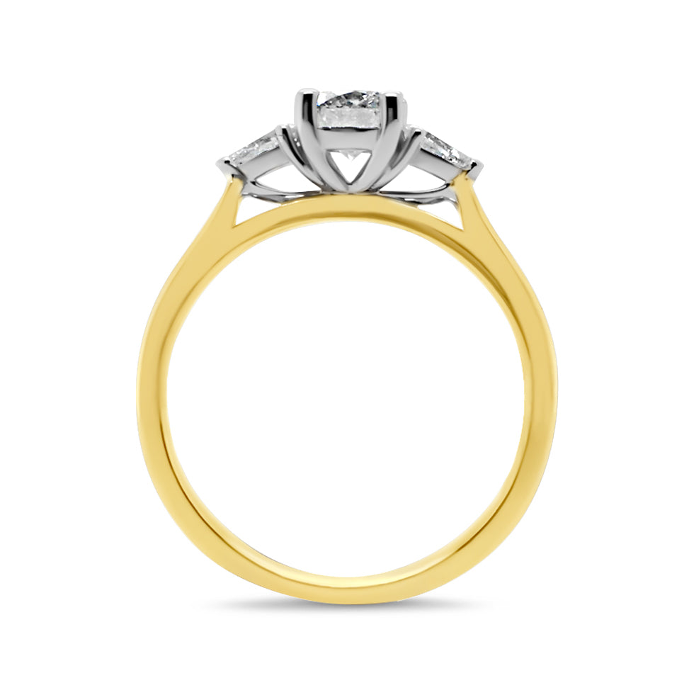 18ct Gold 0.70ct TW Natural Diamond Trillogy Ring