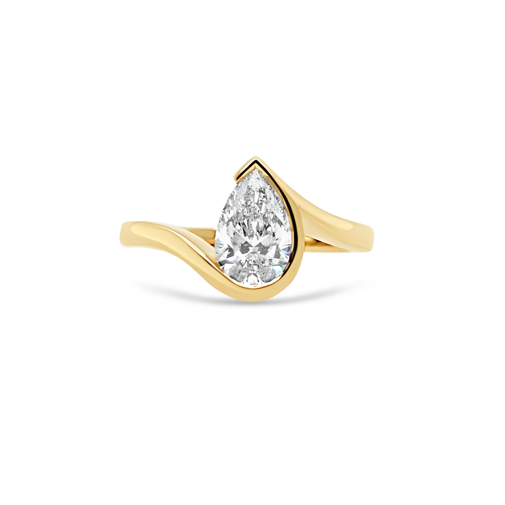 18ct yellow Gold 1.00ct Pear Cut Natural Diamond Ring
