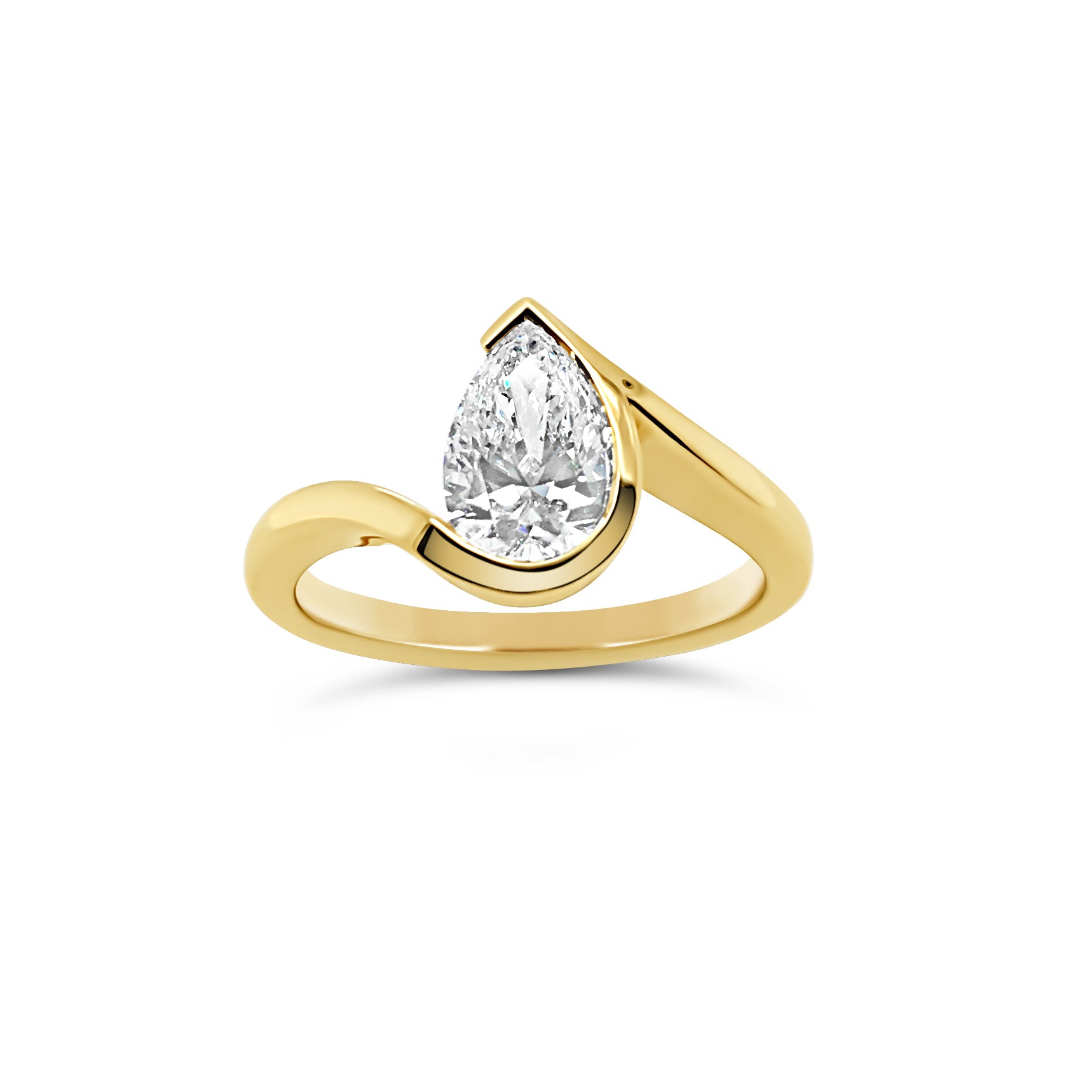 18ct yellow Gold 1.00ct Pear Cut Natural Diamond Ring