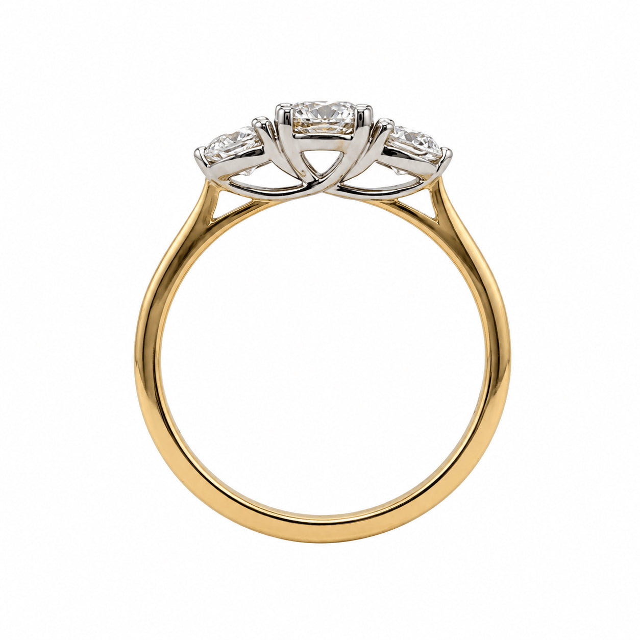 18ct Yellow Gold 3=0.79ct TW Round Diamond Trilogy Ring