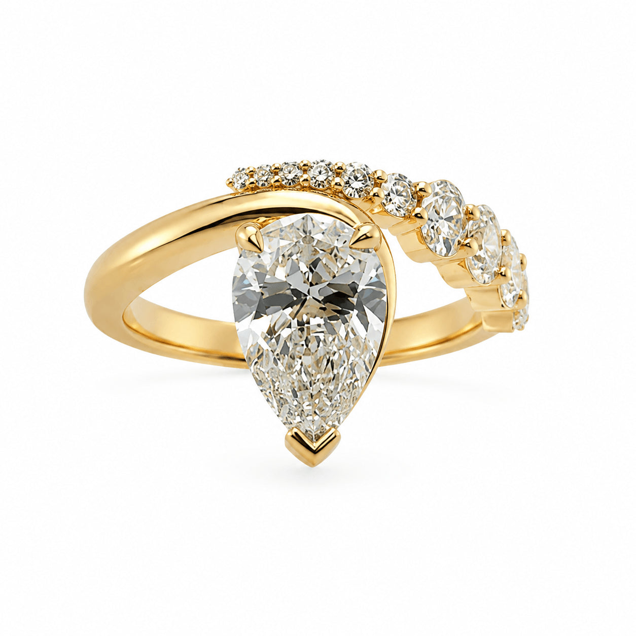 18ct Yellow Gold 2.29ct TW Pear Cut Natural Diamond Ring