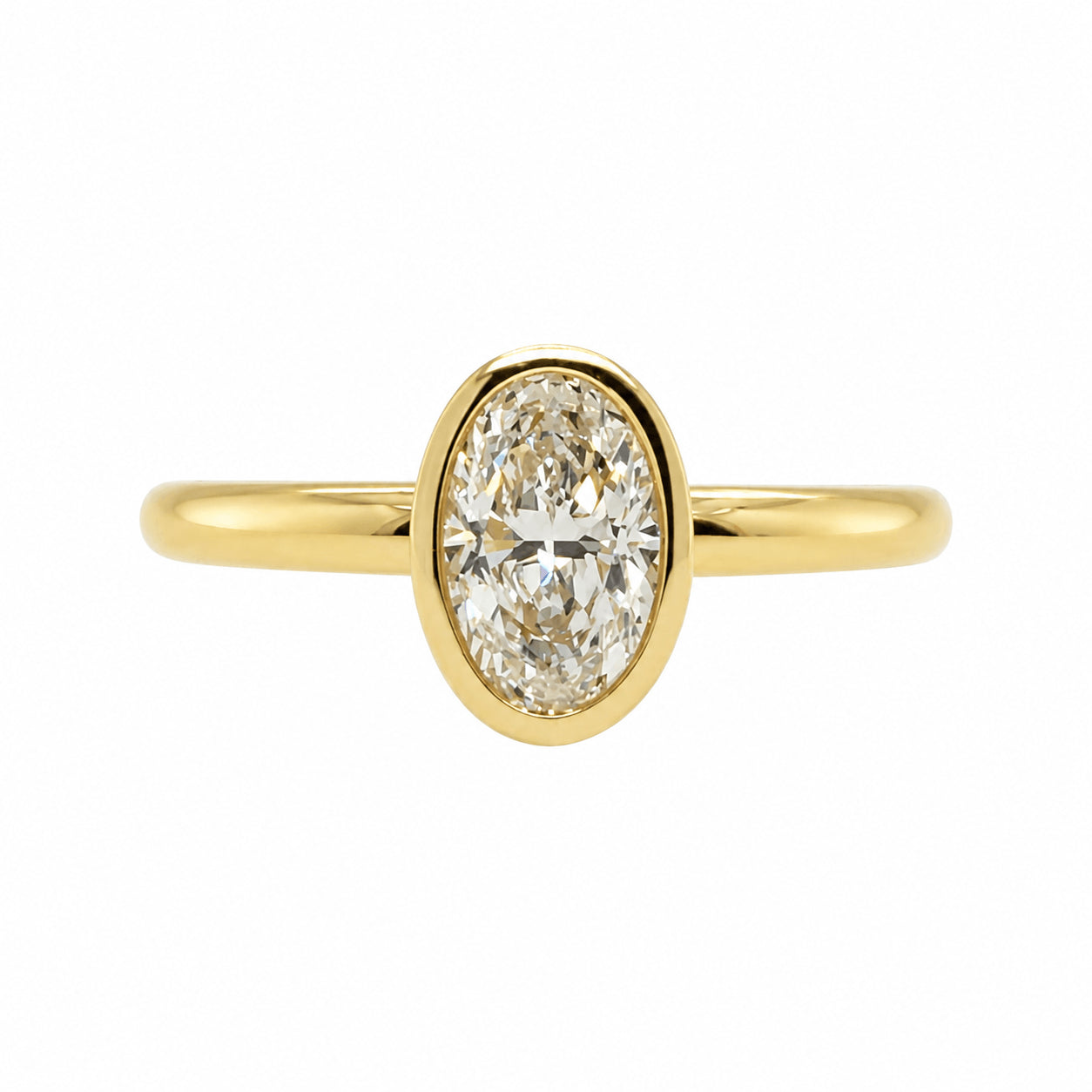 18ct 0.70ct Oval Cut GIA Certified Natural Diamond Bezel Set Ring