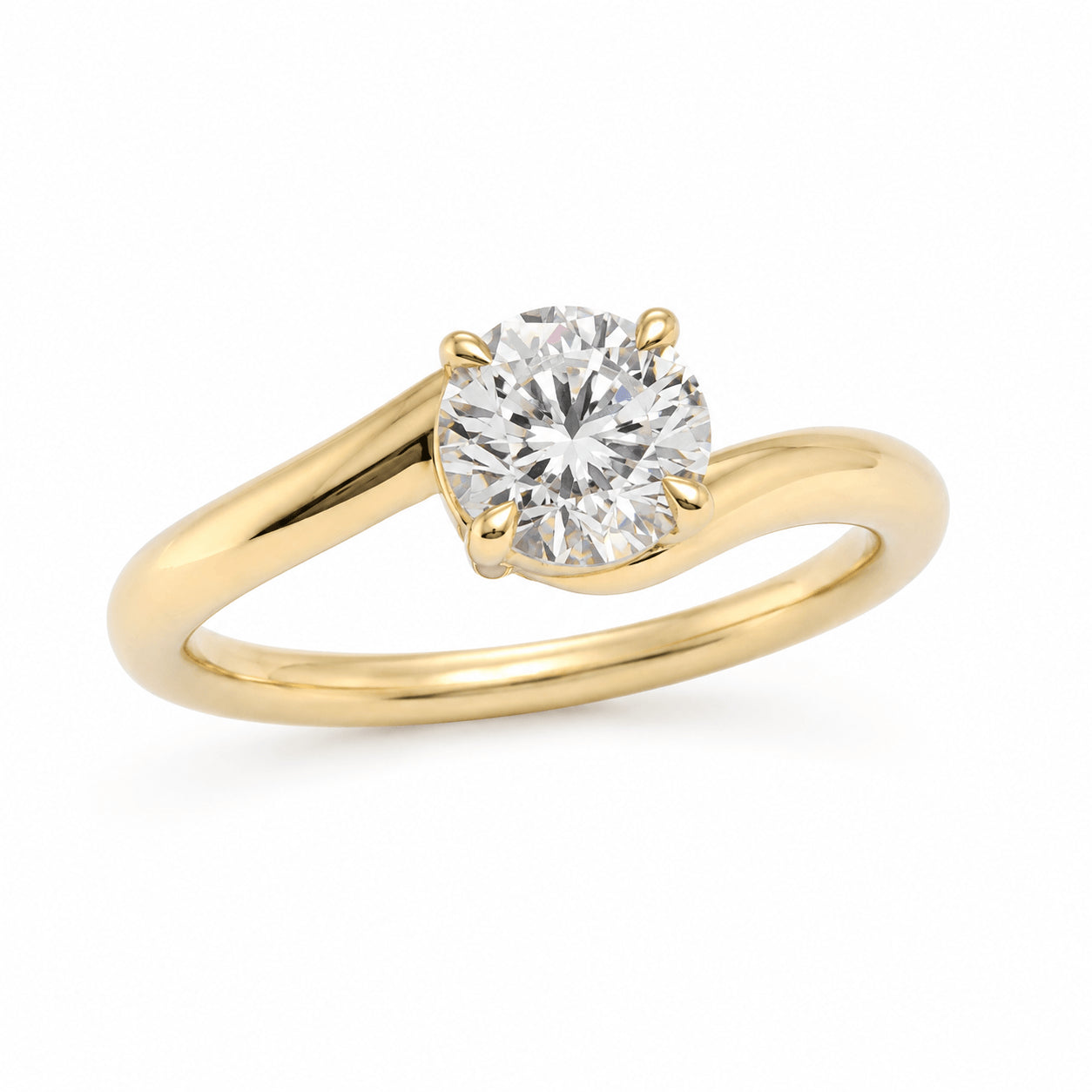 18ct Yellow Gold 0.60ct Natural Diamond GIA Certified Swirl Ring
