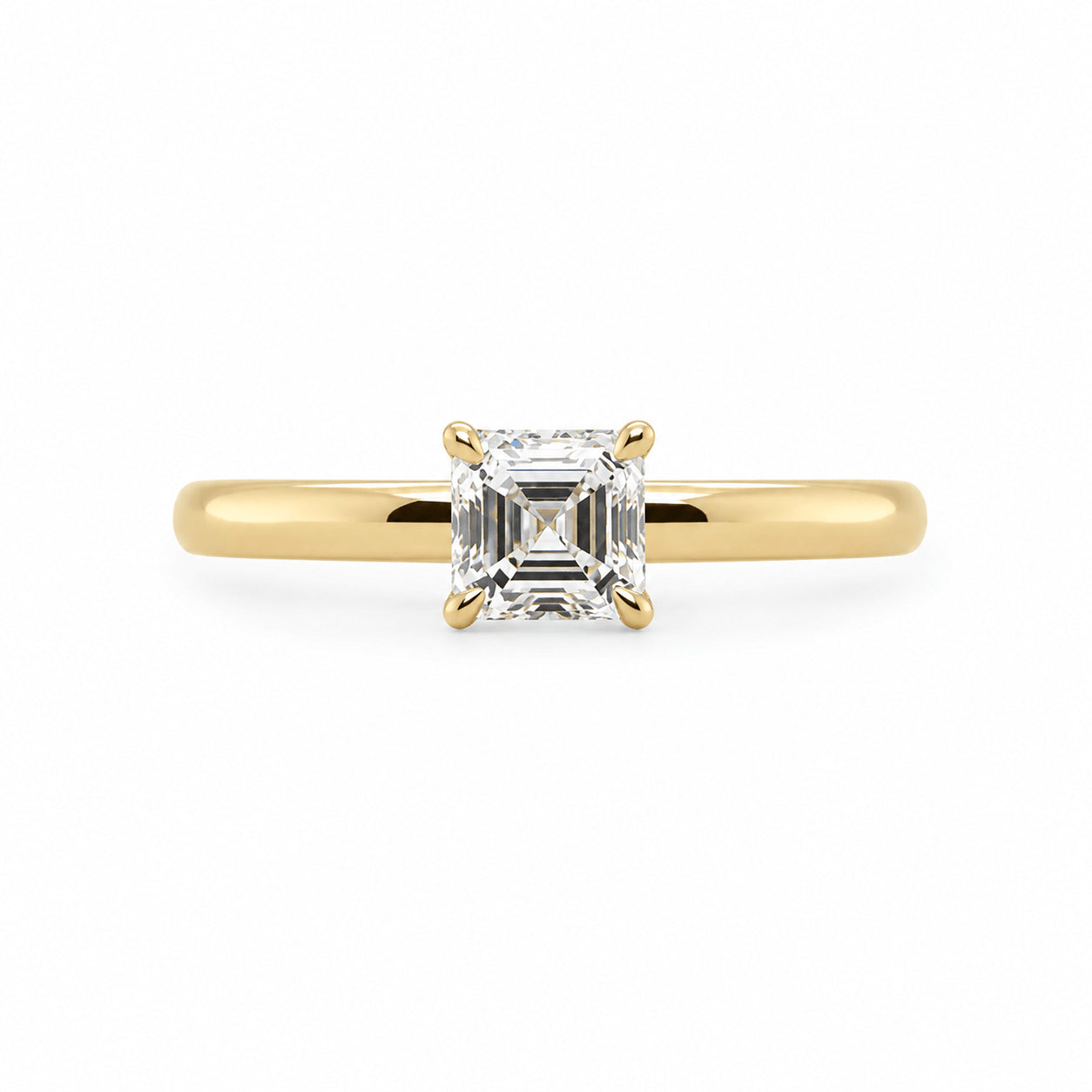 18ct Yellow Gold 0.50ct Asscher Cut GIA Certified Natural Diamond Solitaire Ring