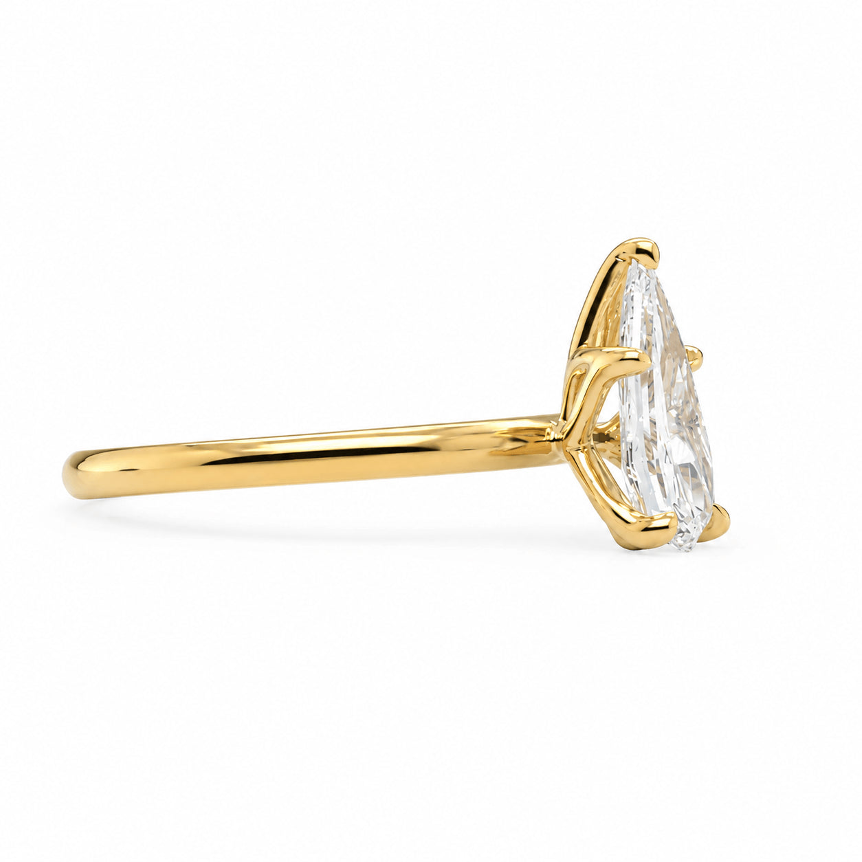 18ct Yellow Gold 1.00ct Step Cut Pear GIA Certified Natural Diamond Solitiare Ring