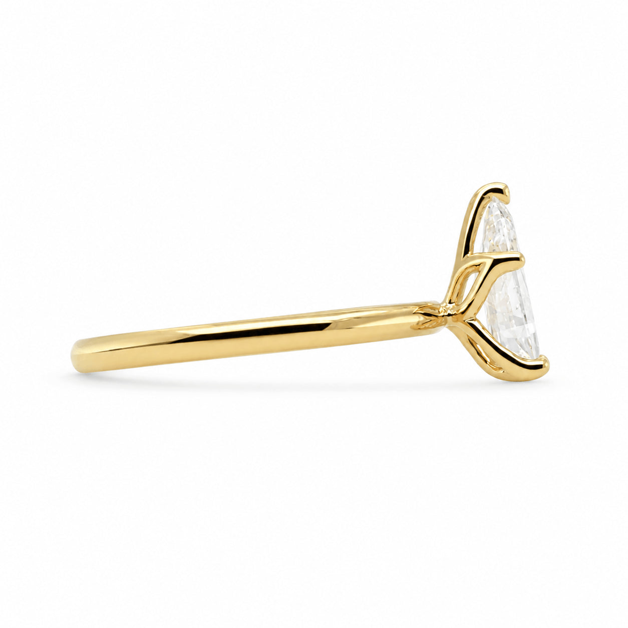 18ct Yellow Gold 1.00ct Step Cut Pear GIA Certified Natural Diamond Solitiare Ring