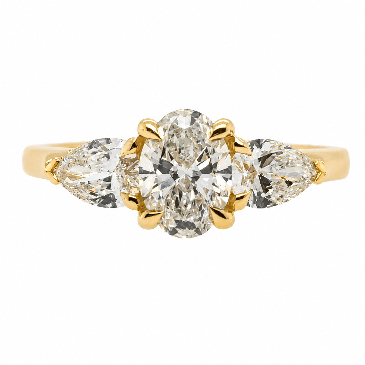 18ct Yellow Gold 1.15ct TW GIA Certified Natural Diamond Trillogy Ring