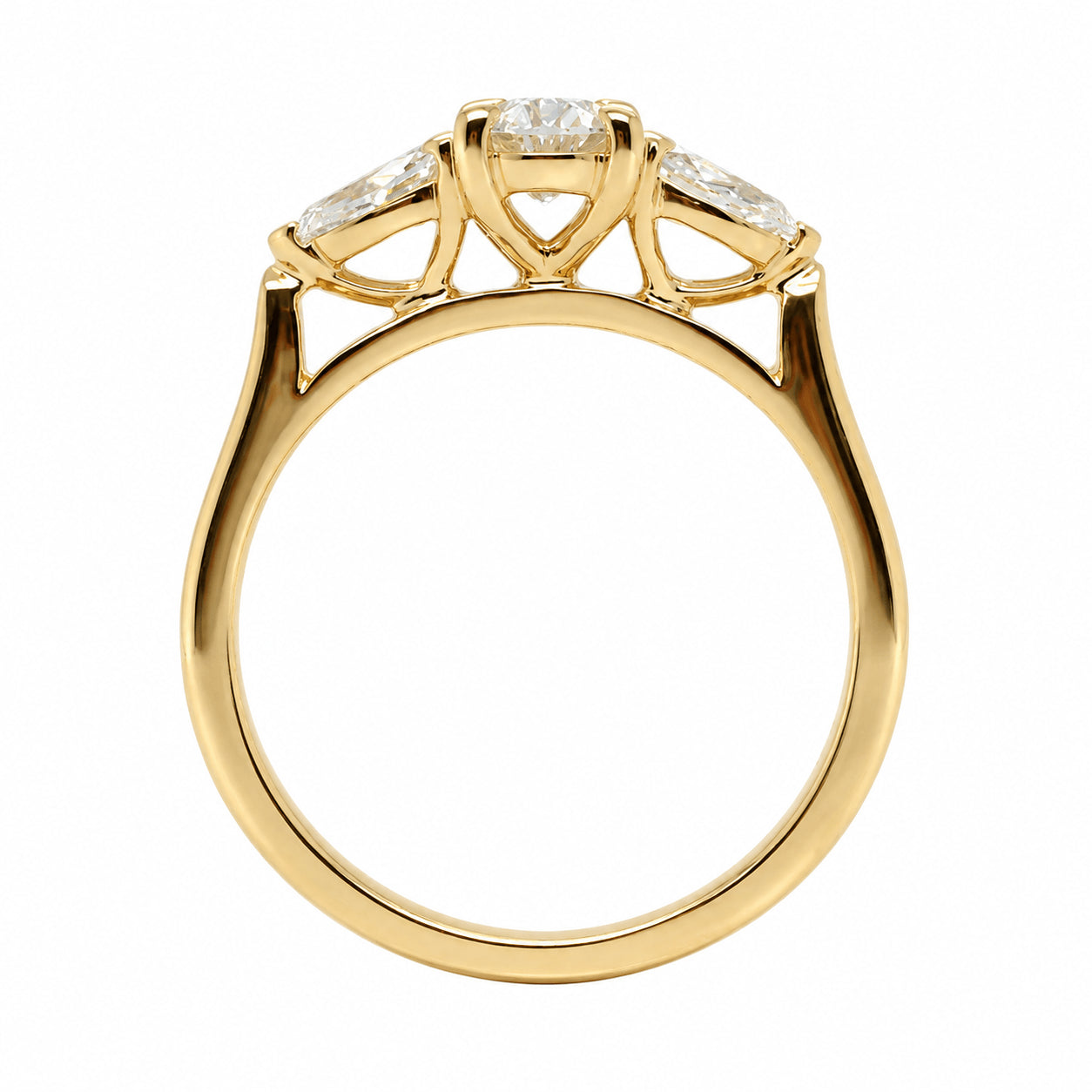 18ct Yellow Gold 1.15ct TW GIA Certified Natural Diamond Trillogy Ring