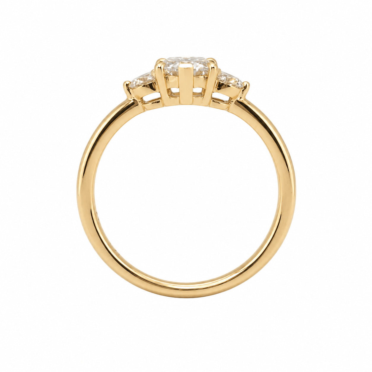 18ct Yellow Gold 0.68ct TW Hexagon Natural Diamond Trilogy Ring