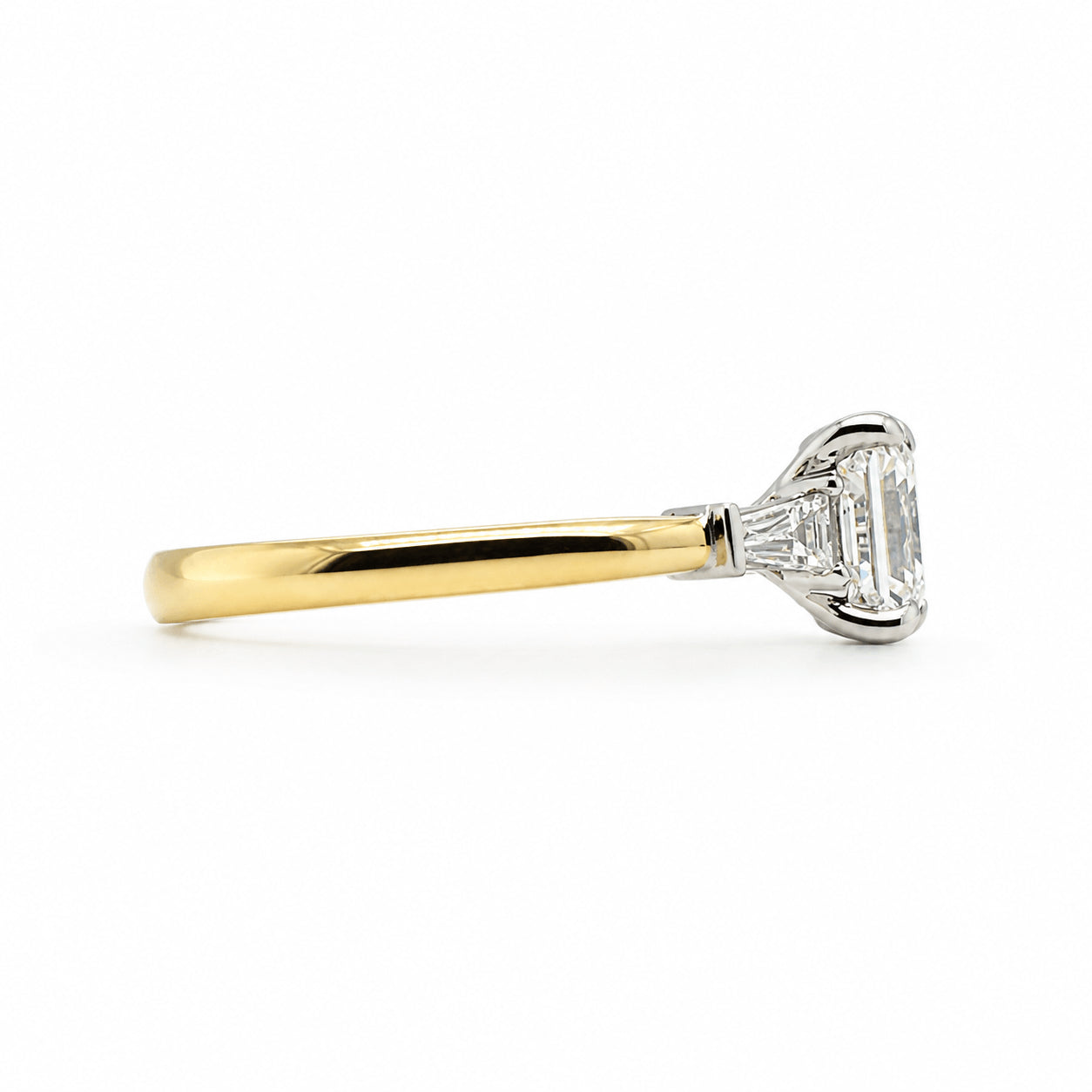 18ct Gold 2.05ct TW Asscher Natural Diamond Trilogy Ring