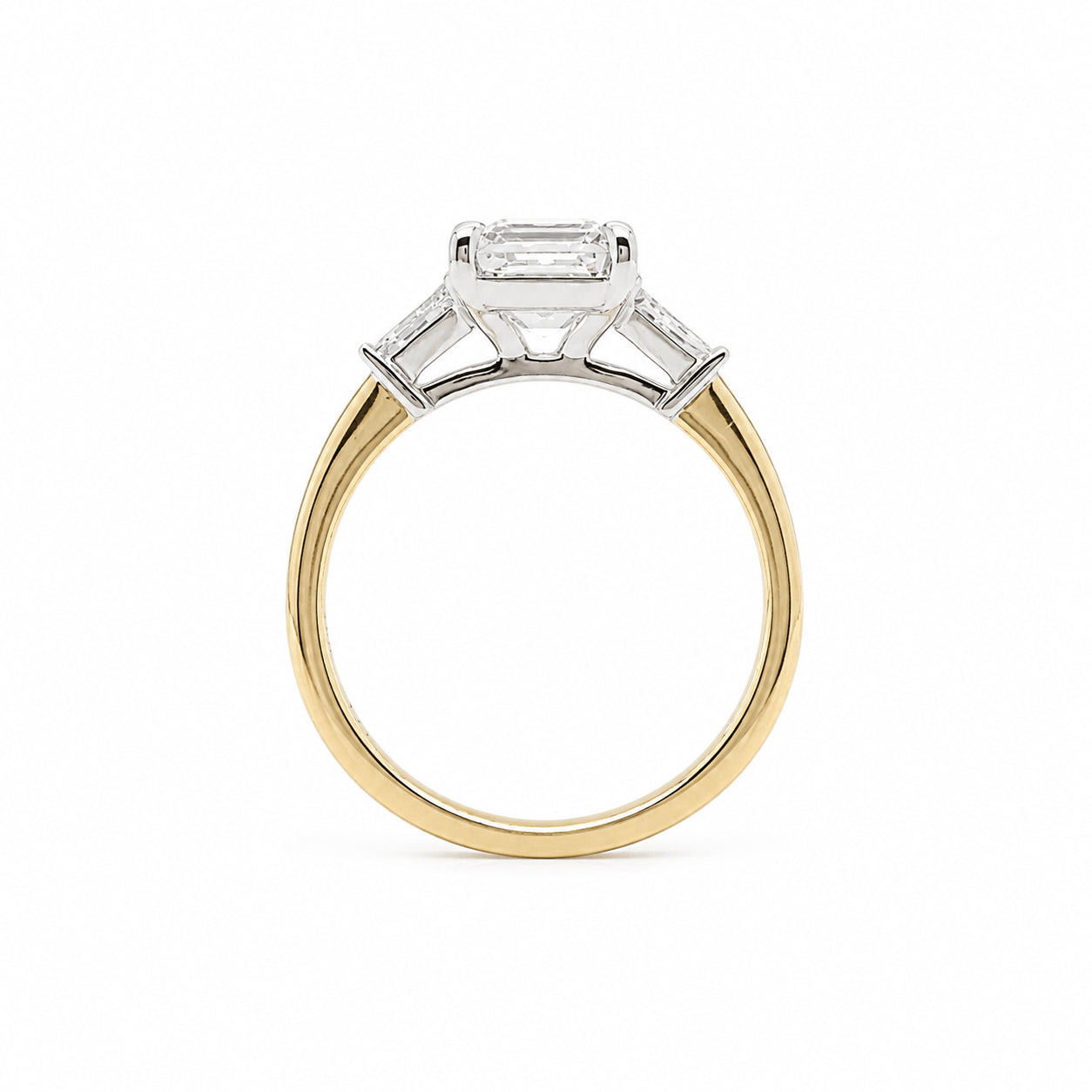 18ct Gold 2.05ct TW Asscher Natural Diamond Trilogy Ring
