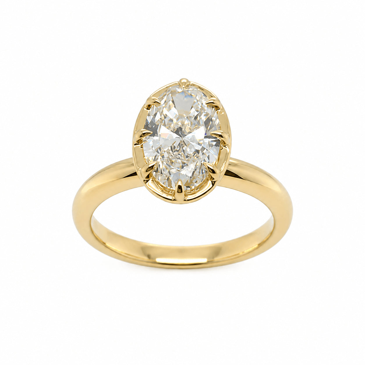 18ct Yellow Gold 1.50ct Oval Cut Natural Diamond Solitaire Ring