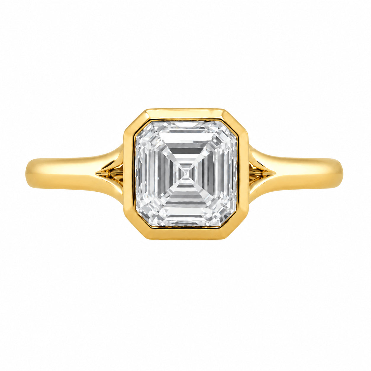 18ct Yellow Gold 1.00ct Asscher Cut Natural Diamond Solitiare Ring