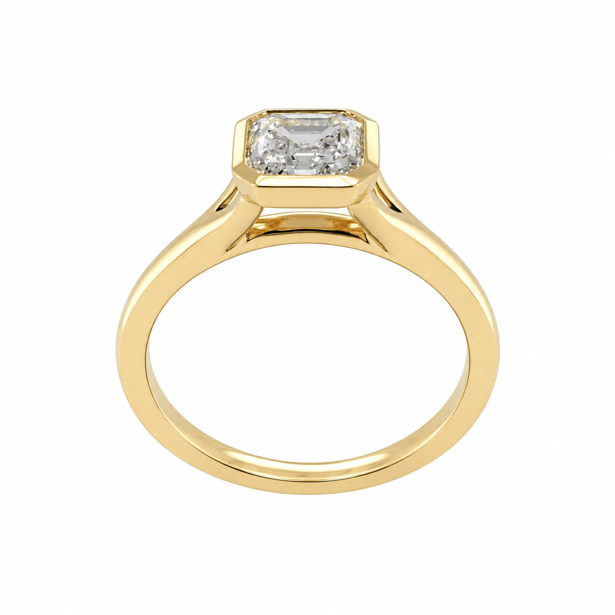 18ct Yellow Gold 1.00ct Asscher Cut Natural Diamond Solitiare Ring