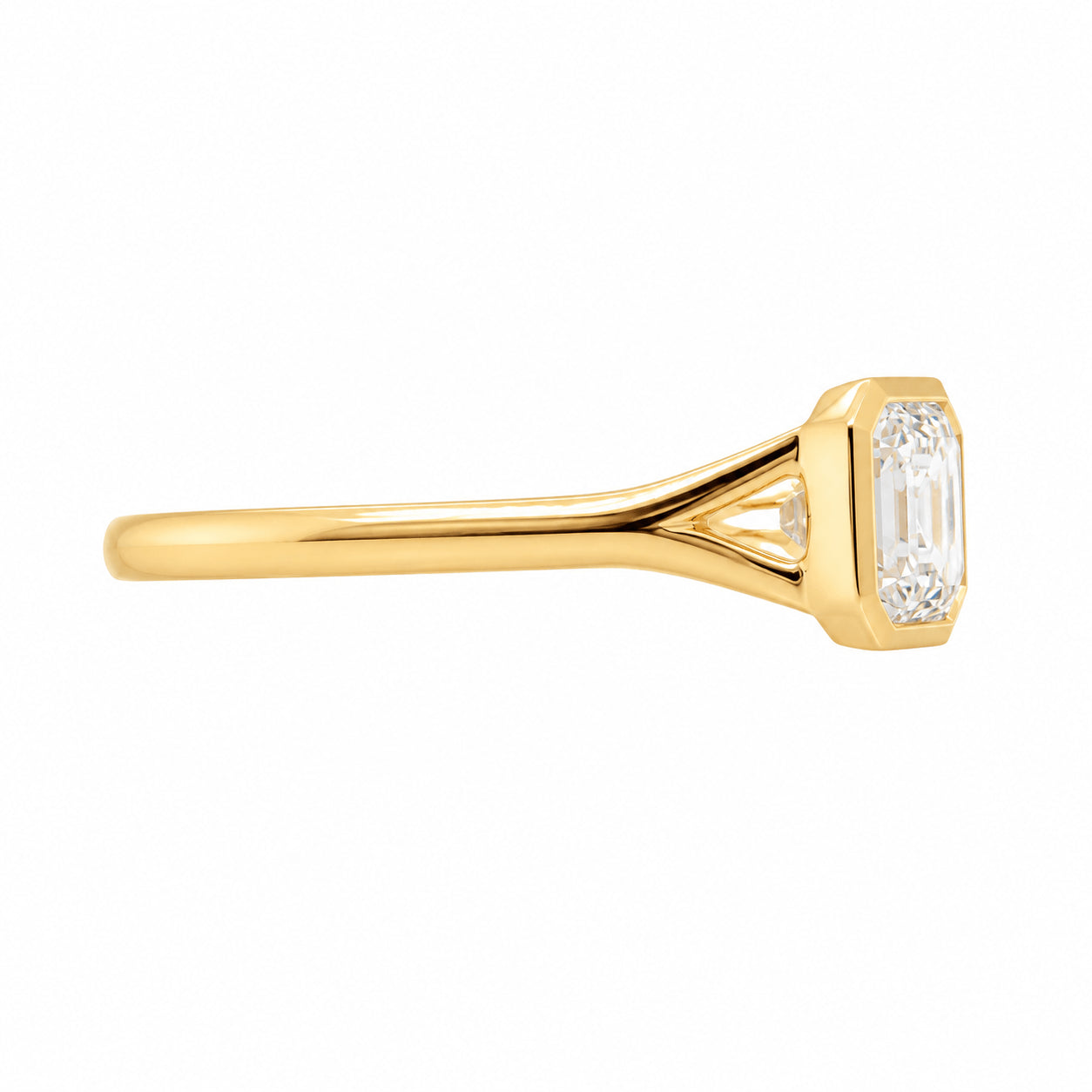 18ct Yellow Gold 1.00ct Asscher Cut Natural Diamond Solitiare Ring
