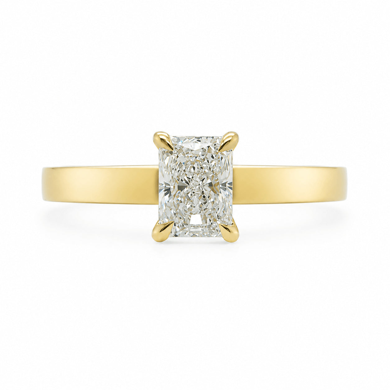 18ct Yellow Gold 0.50ct Radiant Cut Natural Diamond Solitiare Ring